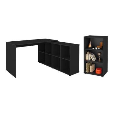 Imagem de Conjunto Escrivaninha E Estante Herne Preto