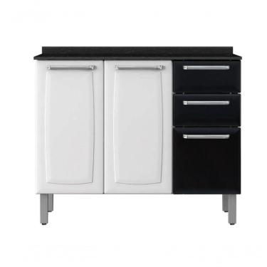 Imagem de Balcão Luce 3 Portas 2 Gavetas Preto - Itatiaia