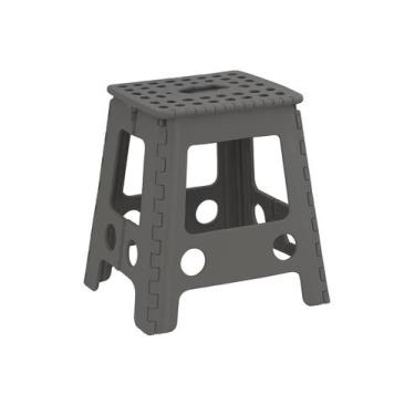 Imagem de Banco Banqueta Dobrável Portátil Plástico Branco 45cm Até 150kg Compac