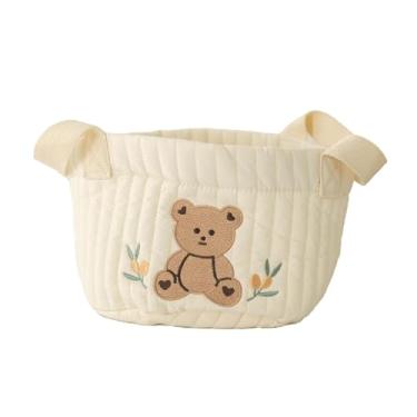 Imagem de oshhni Cesta de fraldas de bebê, bolsa de armazenamento para itens essenciais de recém-nascidos, caixa de armazenamento para brinquedos, suporte para, Urso Sentado Pequeno