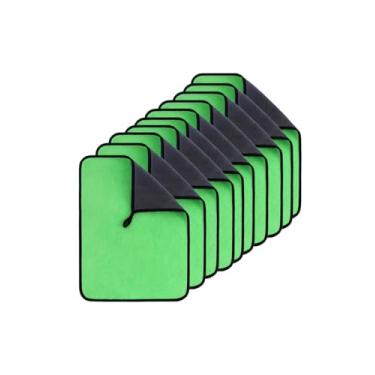 Imagem de Kit 10 Panos Microfibra 400g Multiuso Polimento Flanela(Verde)