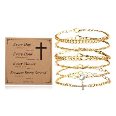 Imagem de Presentes God Bless You para mulheres e homens, pulseira cruzada, comunhão, confirmação de batismo, presente para afilhado, Small, Zinco, Sem Pedra Preciosa