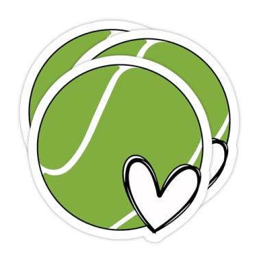 Imagem de (3 peças) Adesivo de coração de tênis, adesivos de tênis, adesivo esportivo para tenistas, decalque de vinil à prova d'água para livros, laptops, copos, garrafas de água, tamanho 7 x 6 cm