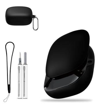 Imagem de Capa para Anker Soundcore Liberty 5, capa protetora com kit de limpeza, capa protetora de silicone macio, acessórios para cordão e chaveiro, impermeável, à prova de poeira, à prova de choque, preta