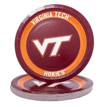Imagem de Desert Cactus Virginia Tech Placas de papel VT Hokies 20 unidades pratos redondos de 23 cm para portas traseiras, festas, formatura e eventos (Design A)