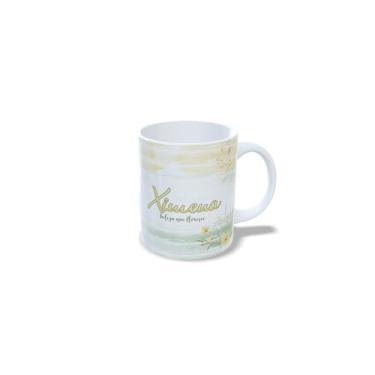 Imagem de Caneca de Cerâmica Branca 325ml com Alfabeto Floral, Nome Personalizado Alice, Letra Inicial com Flores Amarelas (x)