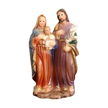 Imagem de KiBcsLic Estátua da Sagrada Família, Ornamento de Resina, Decoração Religiosa de Natal, Figura da Natividade para Quarto, Mesa, Prateleira
