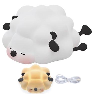 Imagem de Luminaria Abajur Mesa Ovelhinha Dorminhoca Touch Led Muda De Cor Silicone Iluminaçao Decoraçao Quarto Sala Escrivaninha