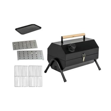 Imagem de Generic Churrasqueira portátil Churrasqueira ao ar livre Fogão de mesa Forno de cozimento Grelha dobrável para viagem Praia Fazenda Quintal, Preto com Grelha