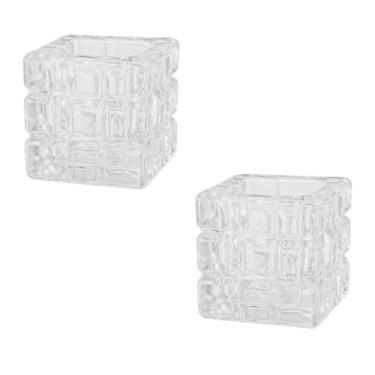 Imagem de Castiçal Decorativo De Vidro Quadrado Porta Vela(Kit 2 Castiçais Elegantes Quad)