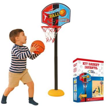 Imagem de Brinquedo Infantil Kit Cesta Basquete com Bola, Bomba e tabela Present
