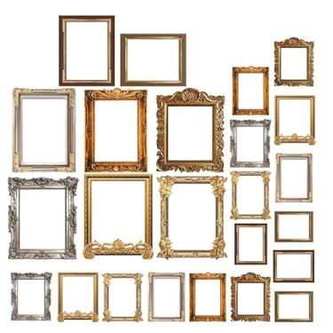 Imagem de 24 folhas adesivos de parede vintage moldura de foto removível PVC decoração para quarto sala de estar design minimalista para realce artístico de parede decalques de parede versáteis