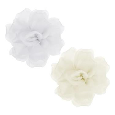 Imagem de PATIKIL 2 peças broche de flor de tecido de cetim grande de 12 cm para mulheres broches florais elegantes de organza para casamento, dança, festa, roupas, vestido, chapéu, acessórios, branco, damasco