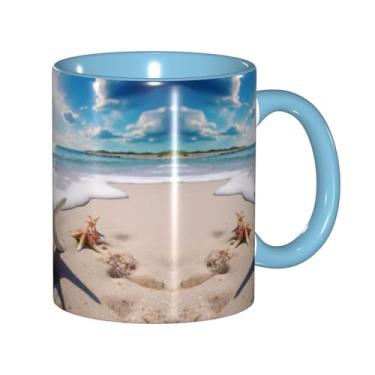 Imagem de Zeraoke Canecas de café criativas impressas na praia, personalizadas, presente para família, tamanho de 325 ml, unissex