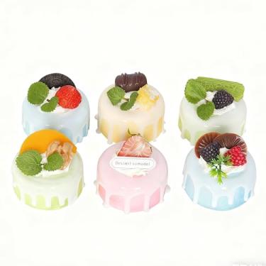 Imagem de Xiuhusha Cupcake falso, 6 peças, cupcake artificial com geleia, bolo falso, sobremesa, modelo de comida falsa, bolo realista para decoração e exibição de fotografia