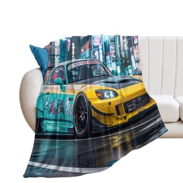 Imagem de HouLaiZhe Cobertor Super Macio Flanela Modificado Carro Esportivo JDM S2000 Cobertores de Refrigeração Leve para Sofá-Cama Cadeira Sofá Carro Viagem ao Ar Livre Leve Quente 178 cm x 203 cm