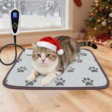Imagem de Bestio Almofada de aquecimento para gatos, almofada de aquecimento impermeável para animais de estimação, certificação UL&MET, interruptor inteligente pode ajustar livremente de 1 a 24 horas - pata