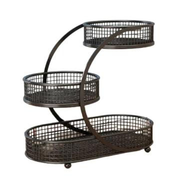 Imagem de Baoblaze Cesta de frutas com 3 níveis, suporte para frutas e legumes, bandeja de armazenamento para lanches e pães, ideal para de cozinha, Preto