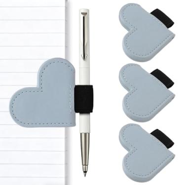 Imagem de Vane Oak Suporte magnético de couro para caneta, clipe para lápis estilo coração para cadernos, diários, calendários, couro PU, pacote com 3