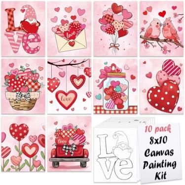 Imagem de Nuberlic 10 peças de tela pré-desenhada com tema de dia dos namorados para adultos beber e pintar festa meninos e meninas para encontros noturnos suprimentos de pintura 20,3 x 25,4 cm