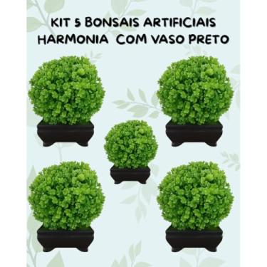 Imagem de Genérico, Kit 5 Bonsais Artificiais Harmonia Vaso Preto – Pequenos Detalhes, Grande Estilo