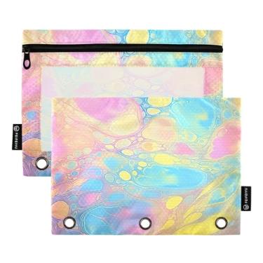 Imagem de Wassud Círculos abstratos aquarela pacote com 2 pastas para fichário, 3 furos, pastas de bolso, organizador de fichário para casa, escritório