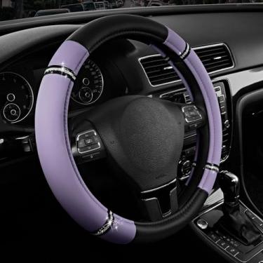 Imagem de Capa de volante de couro Road Comfort – Capa antiderrapante premium para volante de carro – Ajuste universal para carros, caminhões e SUVs de 36,8 a 39,4 cm - Roxo