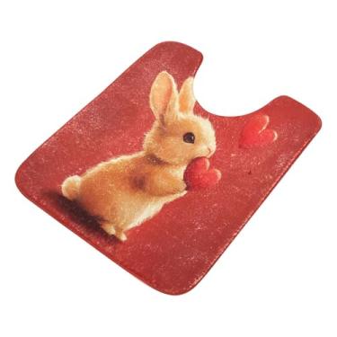 Imagem de Burbuja Tapete de banho Bunny Love, tapete de banheiro absorvente extra macio com suporte antiderrapante para banheiro, banheira, chuveiro, 40 x 61 cm