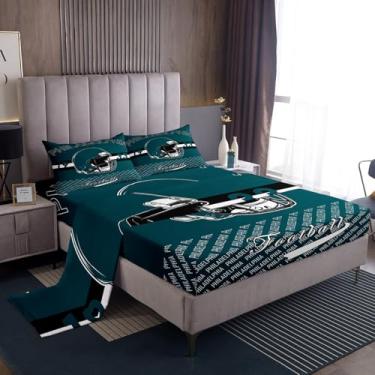 Imagem de Feelyou Jogo de lençol casal de futebol americano Filadélfia Filadélfia, com bolso profundo, para crianças, meninos, meninas, futebol, cidade, jogos esportivos, respirável, macio e leve de microfibra