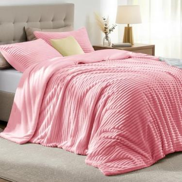 Imagem de Quataly Conjunto de edredom fofo, tamanho Queen grande, 3 peças, edredom rosa macio e felpudo para o inverno, 1 edredom alternativo de luxo com 2 fronhas