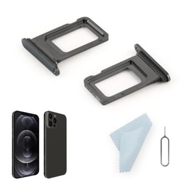 Imagem de 2 peças de bandeja de cartão SIM para iPhone 12 pro substituição do compartimento do cartão SIM para iPhone 12 pro Max com pino de ejeção aberto