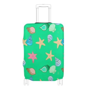 Imagem de Joisal Protetor de bagagem, capa de mala fofa, bagagem, voo especial, viagem, mala de viagem, conchas coloridas, verde estrela-do-mar, P, serve para estojo de 45 a 50 cm, Conchas coloridas e verde