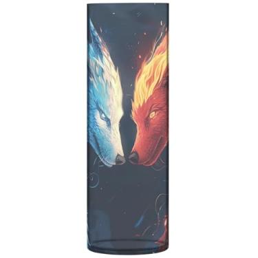 Imagem de Vaso cilíndrico vaso de flores dragão fogo lobo gelo bonito vaso alto plástico personalizado floral moderno vaso decorações, 30 cm x 9,9 cm