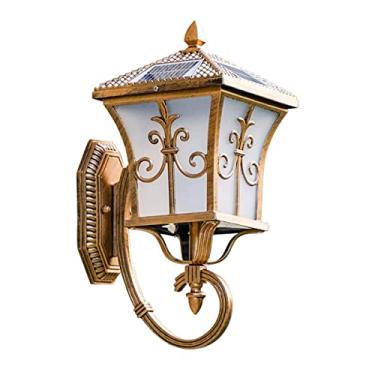 Imagem de CMOLVUR Candeeiro de parede solar europeu retro lanterna exterior abajur à prova d'água acessórios vidro pátio varanda pátio jardim caminho varanda luz
