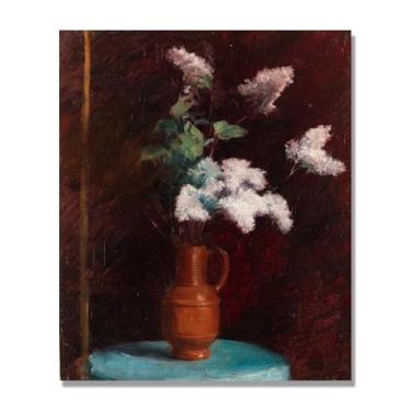 Imagem de NHLDZYH Arte em tela floral clássica natureza morta, impressão vintage estilo pintura a óleo, decoração de parede botânica para sala de estar elegante, sala de jantar. B03. Apenas tela de 40 x 48 cm
