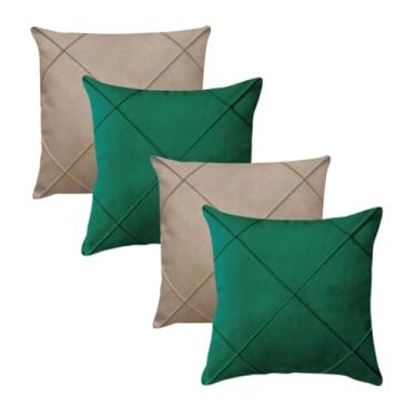 Imagem de Almofadas Cheias em Suede Drapeada 45x45cm Decorativas Sala Quarto Sofá(2 AVELA + 2 VERDE)