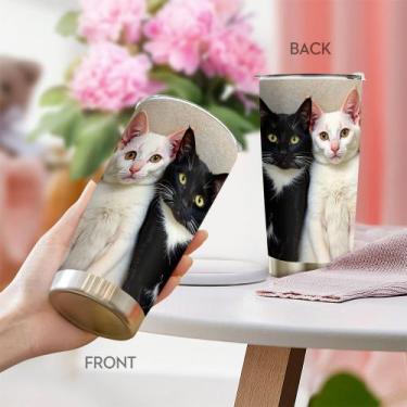 Imagem de Caneca de viagem Oasisdream Tumbler 600 ml com estampa de gato