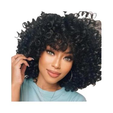 Imagem de Peruca Afro Cacheada Loira Para Mulheres, Cabelo Sintético Curto Resis