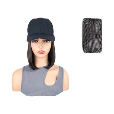 Imagem de Peruca Sintética Curta Lisa Para Meninas, Fibra Resistente Ao Calor, C