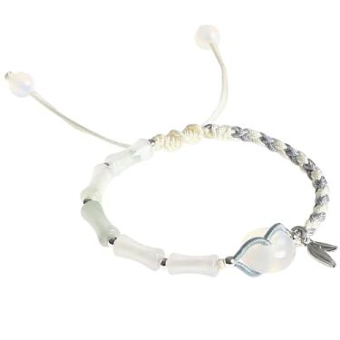 Imagem de Pulseira de corda trançada, feita à mão, bambu, articulação, amizade, pulseiras delicadas e ajustáveis, presente de boa sorte para mulheres e homens, 7.5 inch, Jade, Sem Pedra Preciosa