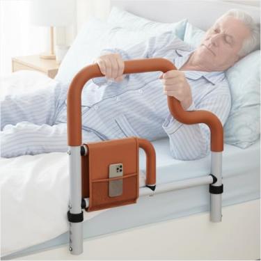 Imagem de CHOYTONG Alça ajustável para idosos, trilho de suporte de cabeceira de aço inoxidável com aderência de espuma, alça de suporte para entrar e sair (marrom)