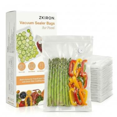 Imagem de ZKIRON Sacos seladores a vácuo reutilizáveis para alimentos (G, 25,4 cm x 35,5 cm) - Sacos de freezer resistentes para preparação de refeições e vegetais - Sem BPA, seguro para micro-ondas, lavável
