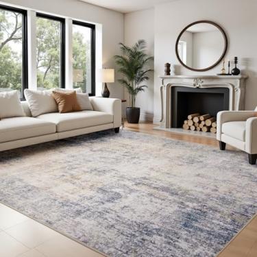 Imagem de Joydeco Tapetes laváveis 12 x 18 cm, abstratos modernos, para sala de estar, lavável à máquina, estampa neutra antiderrapante, resistente a manchas, para quarto, sala de jantar, berçário, sala de