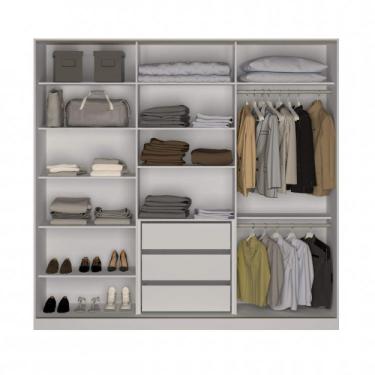 Imagem de Guarda Roupa Casal com Espelho 3 Portas de Correr Rc3003 Nova Mobile Branco