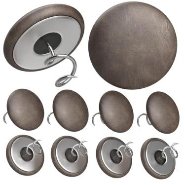 Imagem de AHAILUOO Alfinetes torcidos de couro para estofados, pacote com 12 – Suporte multiuso de forro e capa para sofá, saia de cama, móveis e estofados – Tecido moderno, macio e durável (24, marrom)