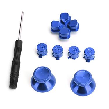Imagem de Cryfokt Acessório Durável da Substituição do Polegar do Botão Metal para o Controlador Gamepad para Uma Melhor Experiência de Jogo, 7 Pces para Jogadores (Azul)