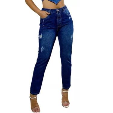 Imagem de Calça Jeans Mom Borba Escura - MJK, Azul, 42