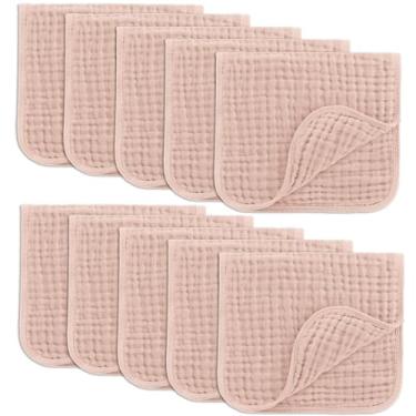 Imagem de Comfy Cubs Muslin Burp Cloths Large 100% Cotton Hand Washcloths for Babies, Baby Essentials 6 Layers Extra Absorbent and Soft Boys & Girls Baby Rags for Newborn Registry (Blush 10-Pack, 20" X10")