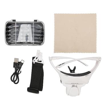 Imagem de Lupa usada na cabeça Lupa mãos livres com 5 lentes substituíveis 4 luzes LED Ampliação de 1X a 3,5X para dentistas Eletricistas Joalheiros Leitura de artesanato