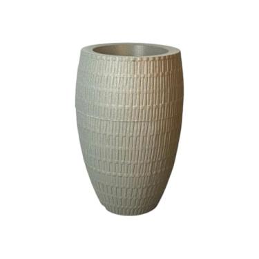 Imagem de Vaso de Planta Polietileno Moderno Luxo Decorativo Coluna Oval Indiano(Cinza)